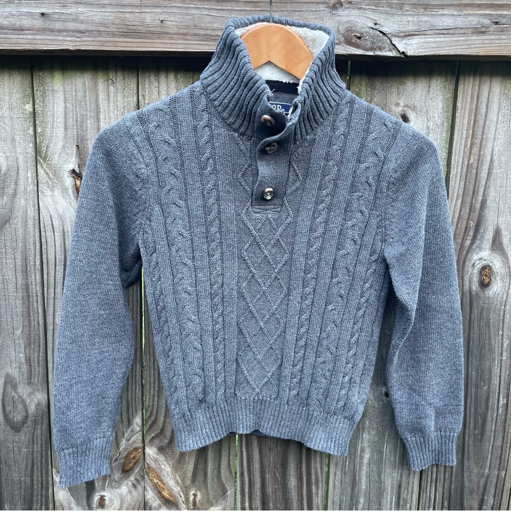 IZOD Sweater Kids Size 8  S/P Gray Pullover 1/4 Zip Mock Neck
